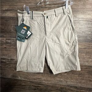 Chervo Khaki Tan Flat Front Shorts Knee-Length Casual